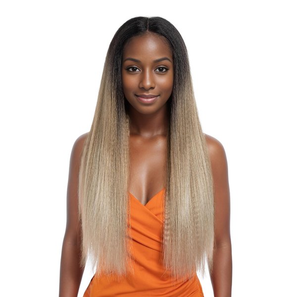 Noble Satr 150% Density 13x4x1 Yaki Synthetic Lace Front Wig Black Long Yaki Straight Hair Glueless Lace Front Wigs for Black Women 26 inch TAT4/12/APRIC#