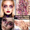 DAGEDA Halloween Body Glitter Gel, Face Glitter Body Gel Sequins Shimmer, Halloween Decor Makeup Chunky Glitter for Face Hair Nails, Holographic Cosmetic Laser Powder Festival Glitter Makeup 50ml
