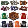 Grajar D&D Dice Set with Characters Pattern Dice Pouches, 42 Pcs polyhedral dice Set, PU Leather and Velvet dice Tray for Dungeons and Dragons D&D RPG MTG Table Games Starry Sky
