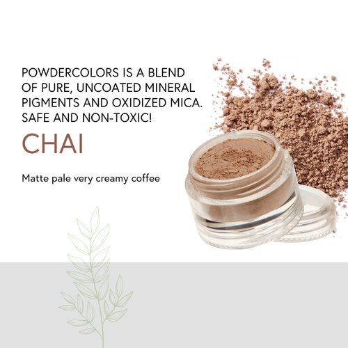 Honeybee Gardens PowderColors, Clean Mineral Eye Shadow in Chai, Matte Pale Creamy Brown, Versatile, Portable, & Skin-Friendly, 2g