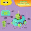 Nueplay Remote Control Car for Toddler Age 2 3 4 5, Electric RC Car Toys with Light & Music, Toddler Dinosaur Toys, Dino Race Car Vehicles, Dinosaur Figures Truck, Birthday Gift for Boys & Girls Green