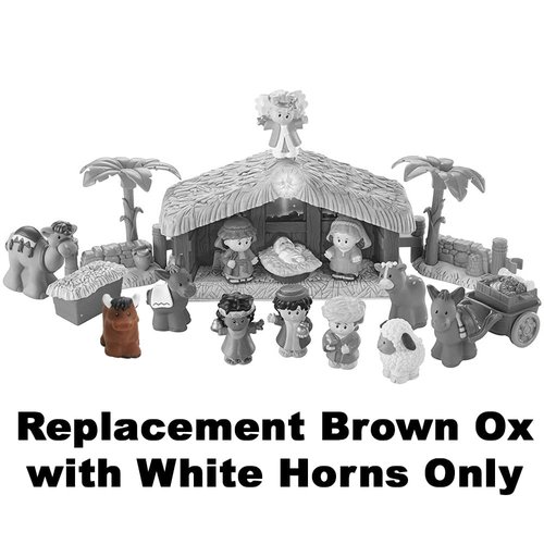 Replacement Part for Fisher-Price Little People Nativity Set - FPT07 ~ Brown Ox with White Horns ~ Works with Many Sets