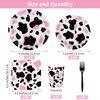durony 144 Pieces Pink Cow Print Party Tableware Set Including Cowgirl Pink Cow Party Plates Cups Napkins Forks Serves 24 for Baby Shower Farm Cow Party Decorations