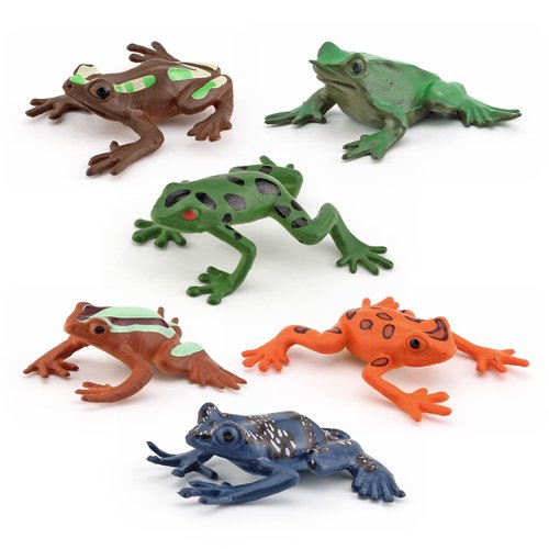Wildlife Animal Frog Model Playsets 6 PCS Mini Frog Figures Figurine Family Party Favors Supplies Cake Toppers Set Toys for 5 6 7 8 Years Old Boys Girls Kid Toddlers