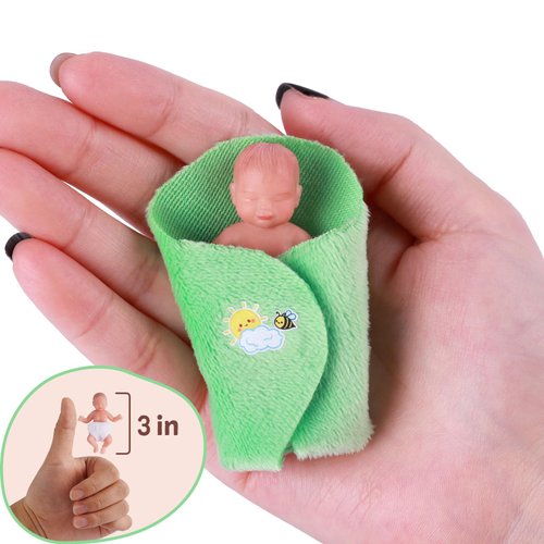 BABESIDE Mini Silicone Baby Dolls, 3 Inch Realistic-Newborn Full Silicone Cute Little Baby Dolls Tiny Real Life Miniature Baby Dolls with Playset Accessories for Girls Kids