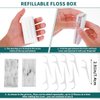 WLLHYF Portable Dental Floss Case Automatic Dental Floss Pick Organizer Case Travel Flosser Dispenser Storage Case Refillable Holder Boxes with 10 Floss Picks for Teeth Cleaning (White)