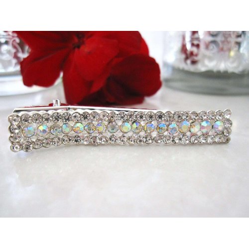 Generic Crystal hair barrette alligator clip bridal clip bridal barrette (Primary color: Gold), 1 Count (Pack of 1)