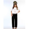 Children Pilot Costume Set Captain Uniform Dress Up for Kids Boys Halloween Cosplay Pretend Role Play Party