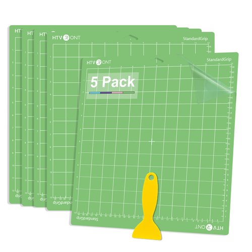 HTVRONT Standard Grip Cutting Mats for Cricut, 5 Pack Cutting Mats 12x12 for Cricut Maker/Maker 3/Explore 3/Air/Air 2/One, Standard Adhesive Sticky Green Cutting Mat Replacement Accessories for Cricut