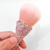 WOKOTO 1pcs Pink Shiny Rhinestone Nail Art Dust Brushes For Acrylic Nails Powder Remover Brushes Loose Face Cosmetics Blending Liquid Foundation Powder Make Up Brushes Nail Trimming Cleaning Tools