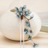 Flower Petal with Pearl Tassels Hairpin Chinese Hanfu and Style Hair Retro Flower with Metal Handmade Hair Clip Hair Accessories for Women Girls Long Hair(Flower petals)