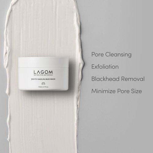 LAGOM White Kaolin Mud Mask for Blackhead Care, Purifying Pore, Dermatologically Tested, for Makeup Boosting 3.3 fl oz