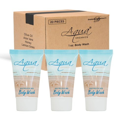Aqua Organics Body Wash, Travel Size Hotel Amenities, 1 oz (Case of 20)
