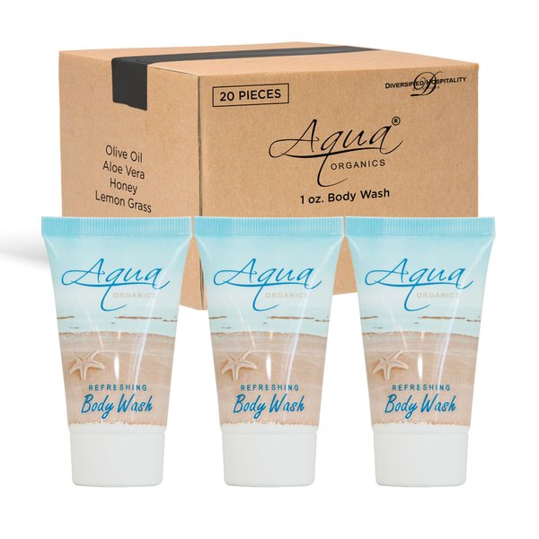 Aqua Organics Body Wash, Travel Size Hotel Amenities, 1 oz (Case of 20)