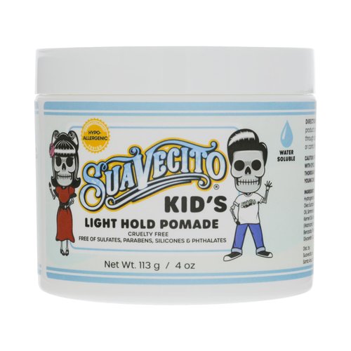Suavecito Kid's Pomade Calming Chamomile Scent Light Hold 4 oz. - Water Based Flake Free Hair Gel - Dermatologist-Tested, Hypoallergenic Formula - Free of Sulfates, Parabens, and Phthalates