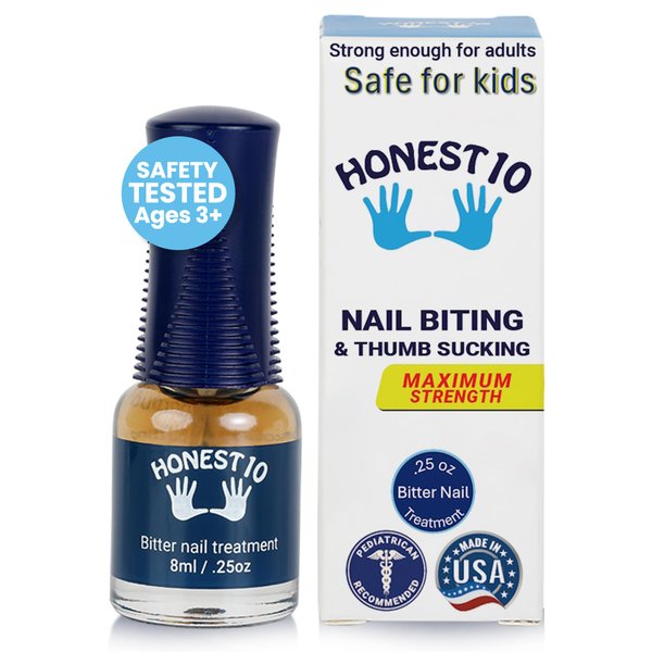 Honest10 Nail Biting Prevention for Kids & Adults - Break The Habit - Safe Bitter Nail Polish Formula, Lab Tested & Pediatric MD Approved - Thumb Guard, Easy Application, Made in USA (0.25 oz)