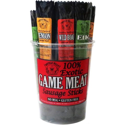 Buffalo Bills Exotic Game Meat Sausage Sticks (mixed 1oz sticks - elk, venison and wild boar)