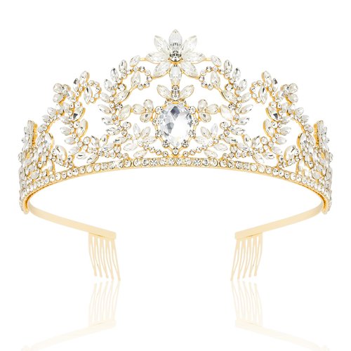CIEHER Gold Crowns for Women Girls Gold Crown Princess Crown Tiaras for Women Girls Gold Tiara Wedding Prom Quinceanera Birthday Crown Gifts Hair Accessories for Women Girls