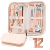 Manicure Set Nail Clipper Set Men Women 12 in 1 Nail Care Kit with Portable Case Travel Manicure Pedicure Tools Grooming Kit Beauty Salon(Rose Gold)