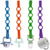 4PK Toy Safety Straps, Stretchable Silicone Pacifier Clips Baby Toddler Bottle Toy Harness Straps for Strollers, High Chair, Shopping Trolley,Cars,Hanging Baskets,Cribs,Bags