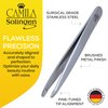 Camila Solingen CS25 4" Professional Surgical Grade Stainless Steel Precision Tip Eyebrow Tweezers for Facial Hair Shaping & Removal. Beauty Tool for Men/Women. Made in Solingen Germany (Slanted)