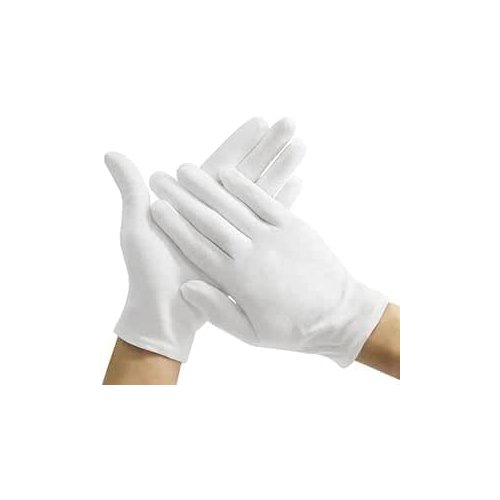 2 Pairs White Cotton Gloves 100% Cotton Moisturising and Protective Gloves Cotton Gloves for Eczema & Dry Hands, inspection Gloves| Coin Handling and Jewelry Inspection Gloves