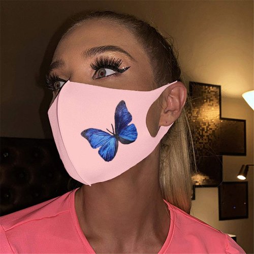 Abien Butterfly Face Mask Breathable Washable Face Covering Ball Party Nightclub Mouth Cover for Women and Girls (Pink)