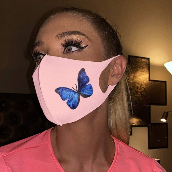 Abien Butterfly Face Mask Breathable Washable Face Covering Ball Party Nightclub Mouth Cover for Women and Girls (Pink)