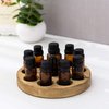 MyGift Small Essential Oil Bottle Holder - 10 Slot Brown Wood Round Storage Display Rack, Nail Polish Holder, Lipstick Organizer