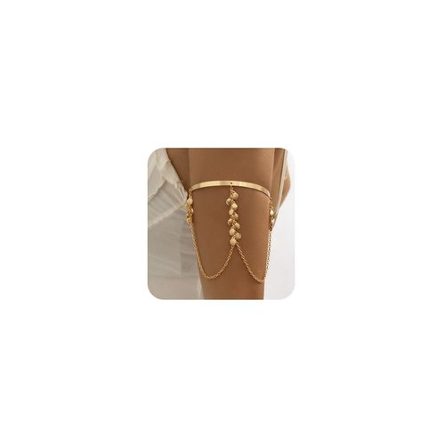 Xerling Gold Tiny Seachell Tassel Arm Bracelets Open Cuff Armband Armlet Chain Tassel Upper Arm Band Festival Costume Jewelry for Women