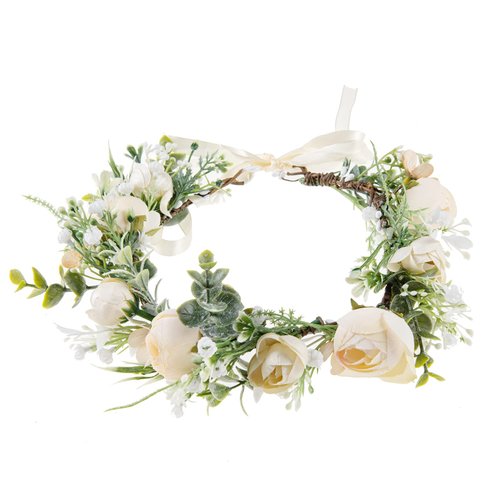 DreamLily Girls Camellias Flower Crown Birthday Photo Pops Hair Wreath Wedding Festival Floral He...