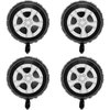 8Pcs Wheel Balloons Car Tires Foil Balloons Pink Bows Mylar Balloons for Race Car Themed Gender Reveal Birthday Party Decorations Supplies
