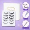 Natural Look Fake Eyelashes Thick Soft Curly Fake Lashes Cat Eye Lashes Mink Fluffy Strip False Lashes Fox Eye Lashes Contact Lens Friendly Easy to Apply 5 Pairs Pack