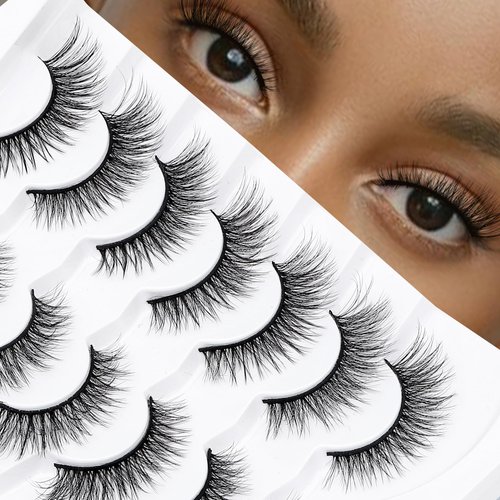 Lashes False Eyelashes Soft Faux Mink False Lashes 11MM False Lashes Chiref Fluffy Curly False Eyelashes 3D 7 Pairs T10-Dazzling