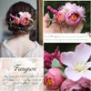Fangsen Silver Wedding Rose Flower Hair Comb Bridal Flower Hair Clip Floral Hair Accessories for Women and Girls (Purple)