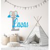 Nursery Elephant Face Custom Name & Initial Wall Decal - Personalized Name Wall Art Decor - Nursery Wall Sticker - Wall Decal for Baby Room playroom Decoration (Wide 40"x29" Height Inches)