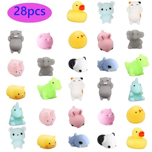 UMEELR Valentines Day Gifts Cards for Kids, 28 Pack Valentine's Greeting Cards with Mochi Squishies Toys, Valentine School Classroom Prize Party Favor Toys, Valentine Gift Exchange