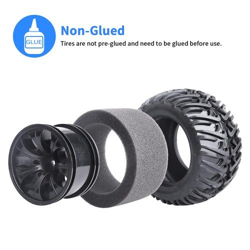 4pcs HobbyPark Height 4.92" (125mm) 12mm Hex RC Truck Wheels and Tires Set for Traxxas Redcat 1/10 Scale RC Truck Monster fit 2S 3S 4S Brushless Models