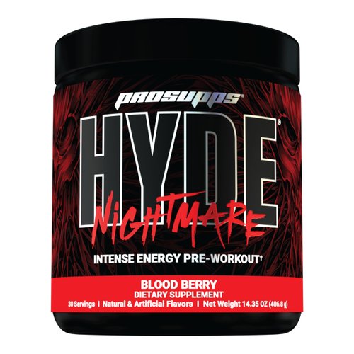 PROSUPPS Hyde Nightmare Pre-Workout Powder Energy Drink - Intense Energy, Mental Focus & High Performance, Loaded with Citrulline, Beta Alanine, & Nootropics (30 Servings, Blood Berry)