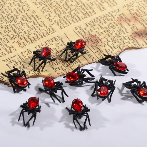 BAIYIYI 10PCS Punk Black Spider Nail Charms Rhinestones Decorations for Halloween, 3D Big Spider Nail Gems Metal Alloy Vintage Halloween Nail Design for Y2K Girl DIY Nail Art Accessories and Craft
