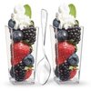 zappy 50 3 oz Tall Square Mini Dessert Cups With Spoons Clear Plastic Dessert Cups Tasting Shot Glasses Shooter Cups Parfait Glasses Appetizer Cup Serving Bowl Trifle Tumbler Desserts