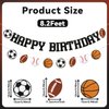 Sports Happy Birthday Banner, Multi Sport Party Decorations, Football Soccer Basketball Baseball Happy Birthday Bunting Sign, Rookie Year Party Decorations