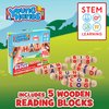 Creative Kids Wooden Reading Blocks - Set of 5 Spinning Alphabet Blocks w/Easy-Grip Handles - Kindergarten Preschool Learning Activities Letter Work - Wooden Montessori Toys Gifts for Kids Toddlers