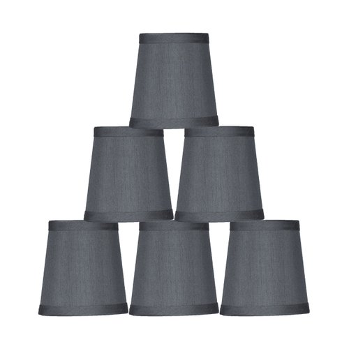 Urbanest Gray Mini Chandelier Lamp Shade, 3x4x4", Hardback, Clip On, Set of 6