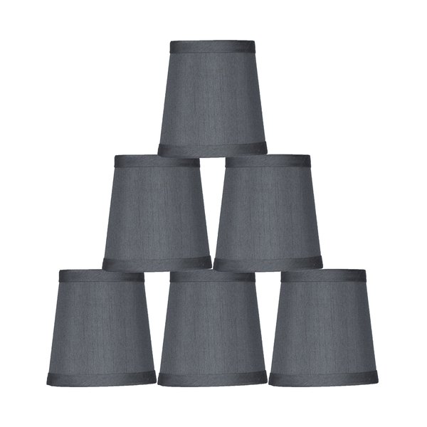 Urbanest Gray Mini Chandelier Lamp Shade, 3x4x4", Hardback, Clip On, Set of 6