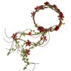 Floral Fall Adjustable Bridal Flower Garland Headband Flower Crown Hair Wreath Halo F-83 (Style 2 Red)