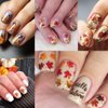 6sheets Fall Nail Stickers for Nail Art 3D Self Adhesive Maple Leaf Nail Art Stickers with Tweezers Fiery Red Maple Leaves Nail Decals Autumn Nail Design Stickers for Women Girl DIY Nail Decoration