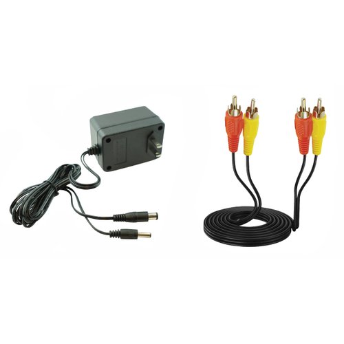 AC Power Supply Home Charger + Audio Video AV Cable RCA Adapter Cord To External TV Screen Monitor For Nintendo NES Systems Vintage Game Console Composite Extra Long Length 10 Feet