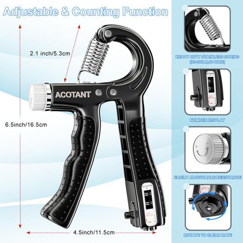 Acotant Grip Strength Trainer(5 Pack) with Finger Exerciser, Hand Grip Strengthener, Finger Stretcher,Grip Ring & Stress Relief Ball for Muscle Building and Injury Recover with Carry Bag