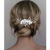 Gorais Flower Bride Wedding Hair Comb Silver Opal Bridal Hair Pieces Pearl Headpiece Hair Accessories for Women and Girls
